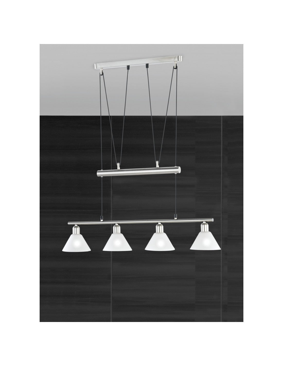 Suspension 4 Lumières Stamina Nichel L80 cm Trio Lighting