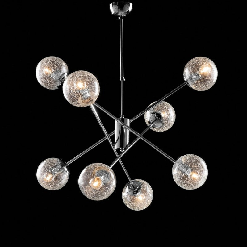 Lustre moderne en fer chromé poli, 8 lumières, 73 cm
