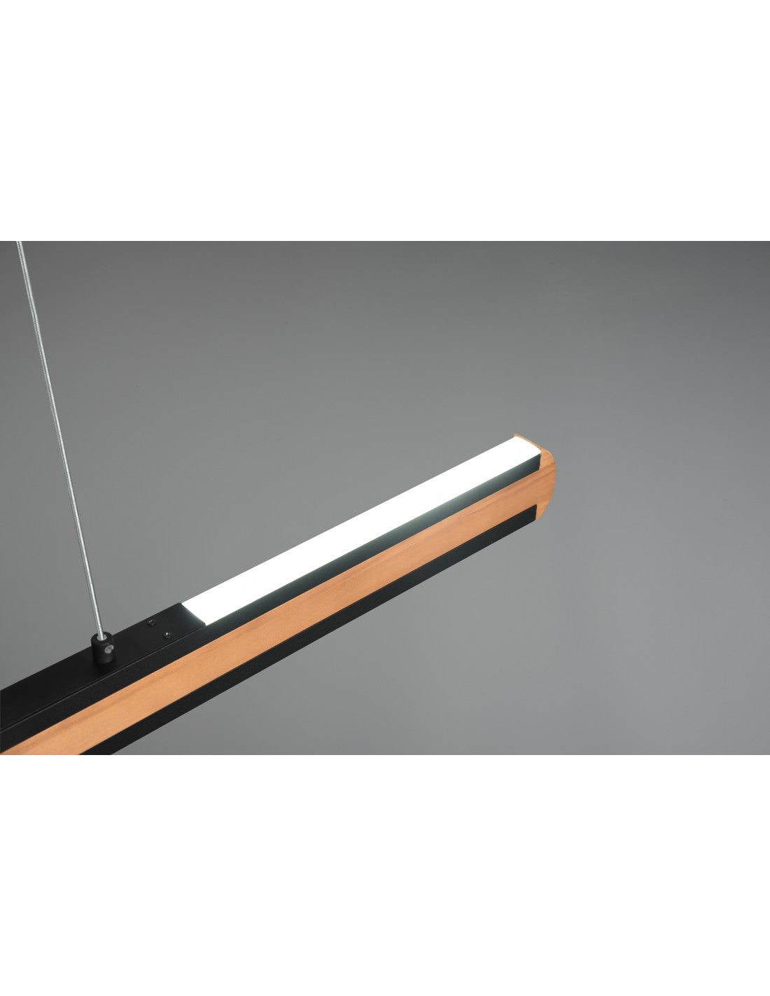 Lustre de Bureau Double Émission Vintage Bois et Métal Noir Variateur Deacon Trio Lighting