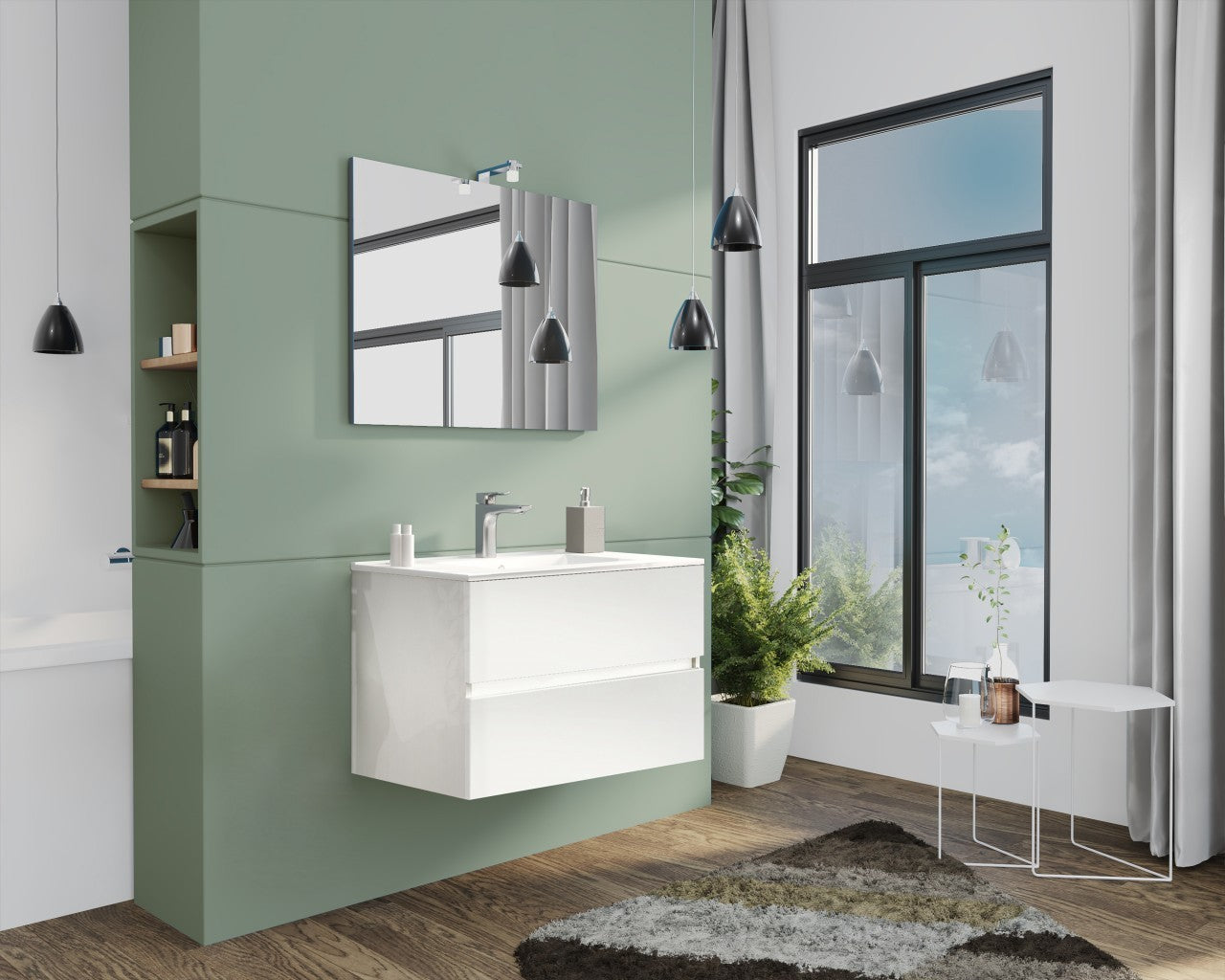 Meuble de salle de bain Cm. 80 Nouveau Splash Blanc