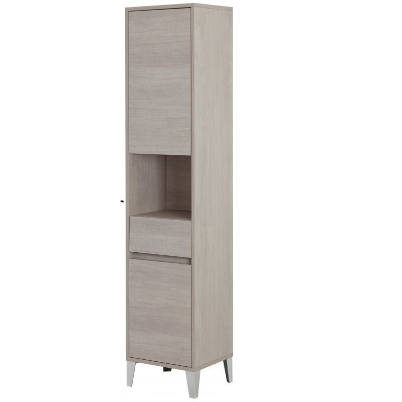 Armoire porte-serviettes avec deux portes et un tiroir Chêne clair 40x35x h183 cm