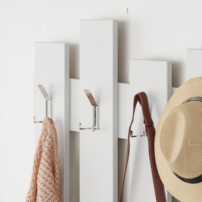 Appendiabiti a muro bianco con 8 ganci Wave 64xh.81 cm
