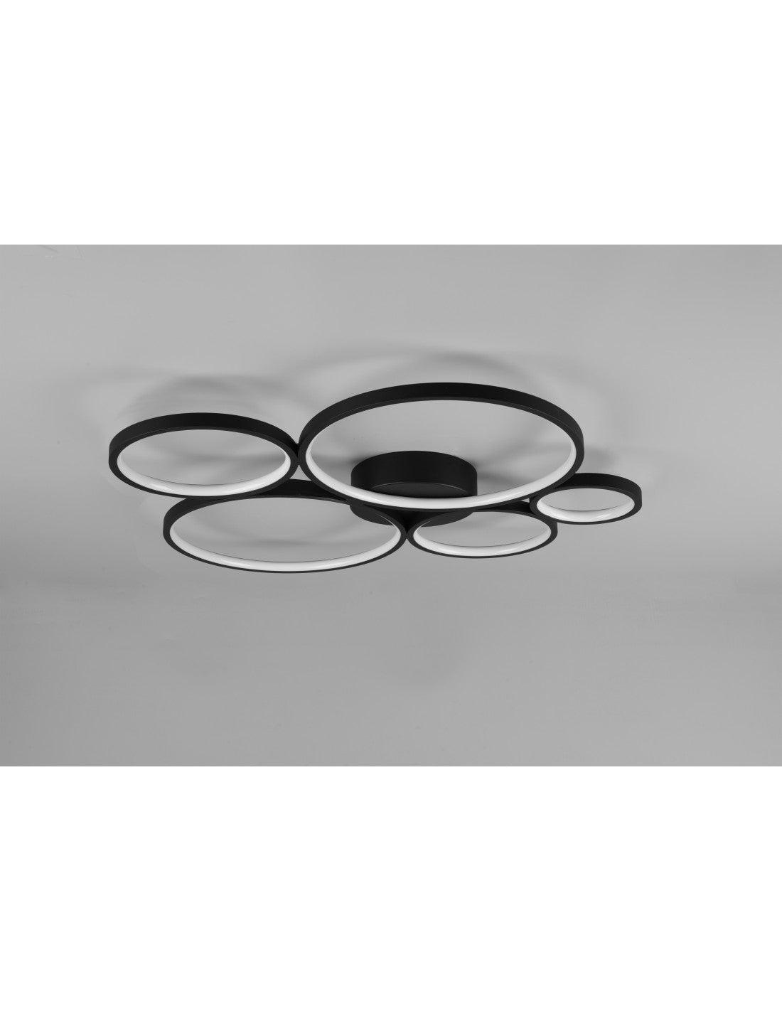 Plafonnier Rondo 5 Cercles LED Gradables Noir L59 cm Trio Lighting