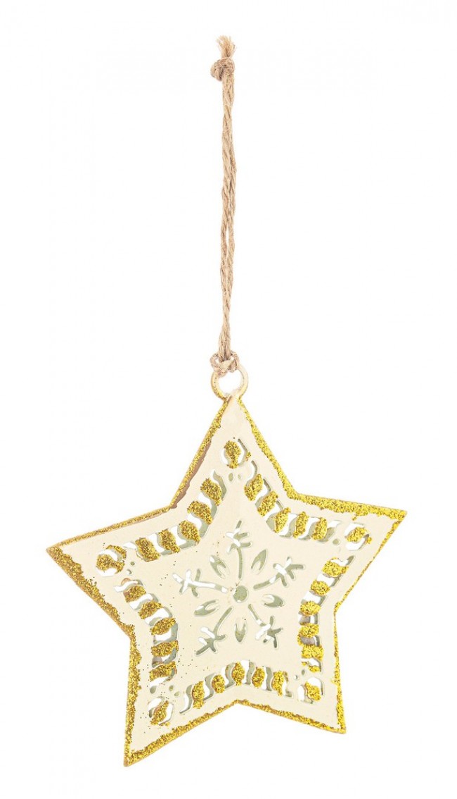 12x pendentif étoile dorée feuilletée