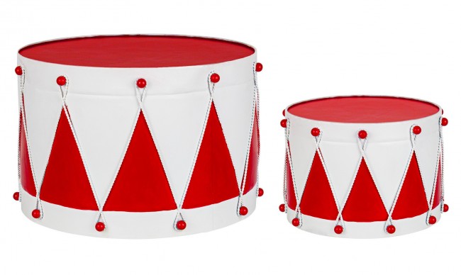 Set2 Tambour Deryck Blanc-Rouge