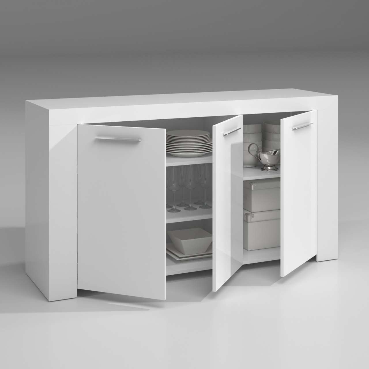 Buffet 3 portes Cm. 144 x 42 x 80 Blanc