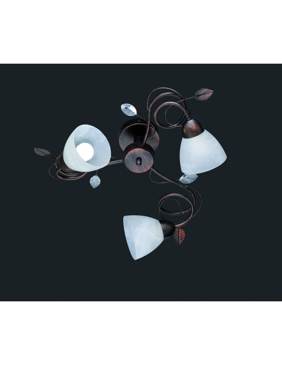 Plafonnier rustique 3xE14 Traditio Rouille Blanc Coupelles en Verre Ø61 cm Trio Lighting