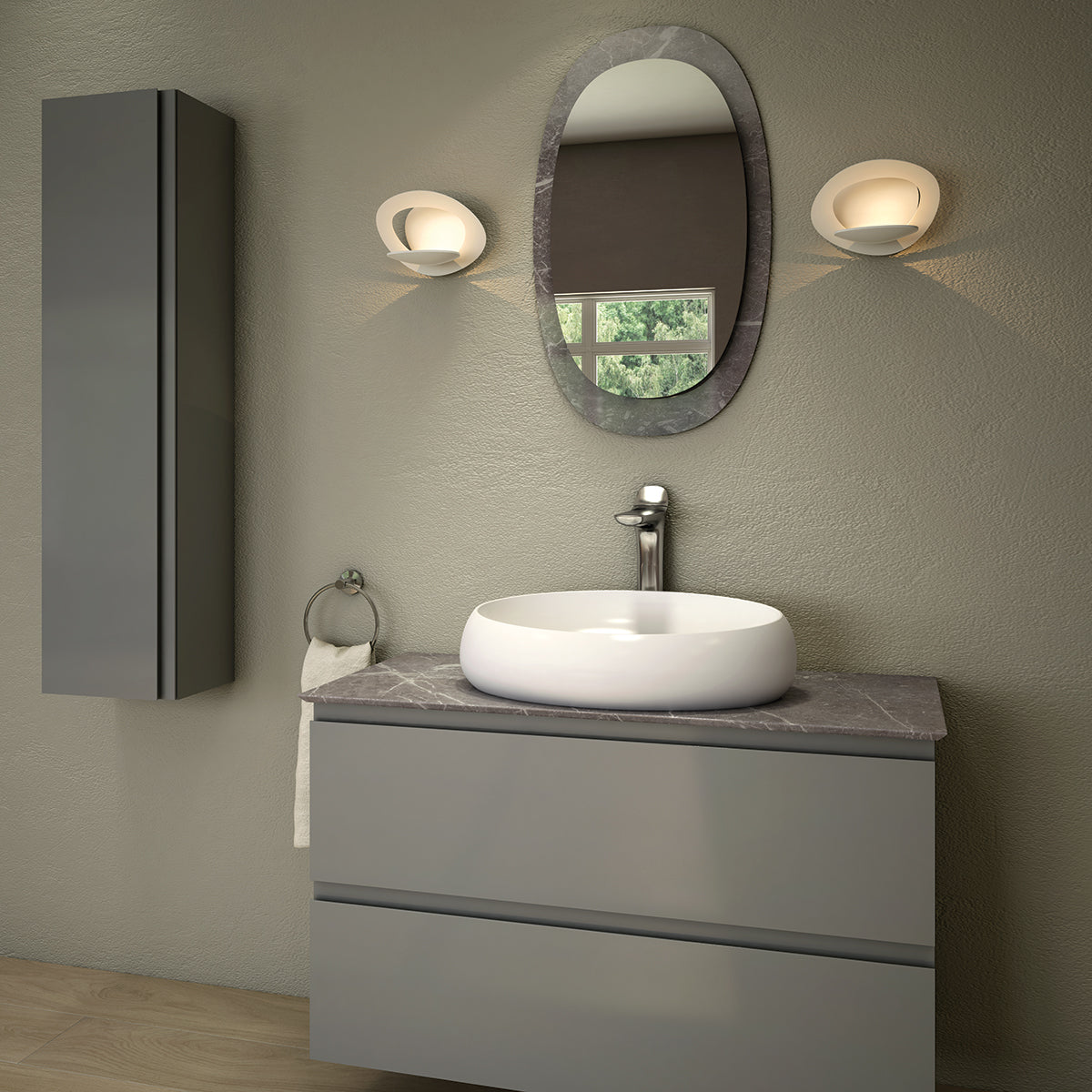 Vasque à poser ovale, blanc mat, L. 58 cm