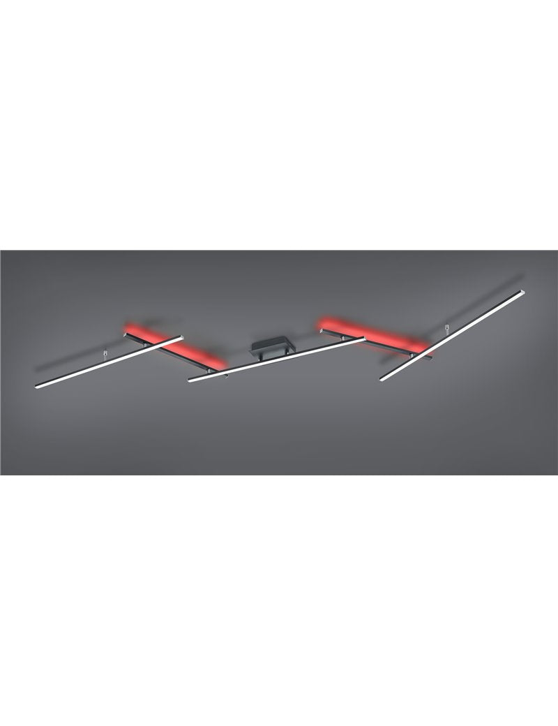 Plafonnier LED Arvin à tiges orientables, rétroéclairé RGB noir avec télécommande multifonction l. LED moderne de 245 cm