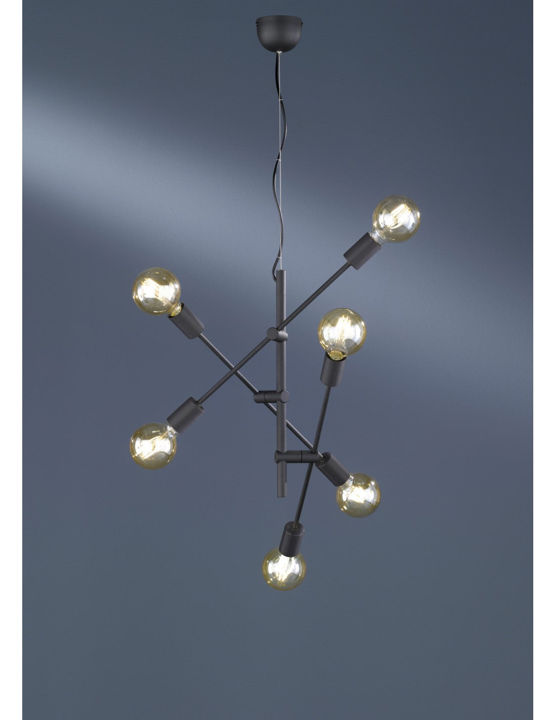 Suspension Vintage 6 Lumières Orientables Croix Noir Mat Trio Luminaire