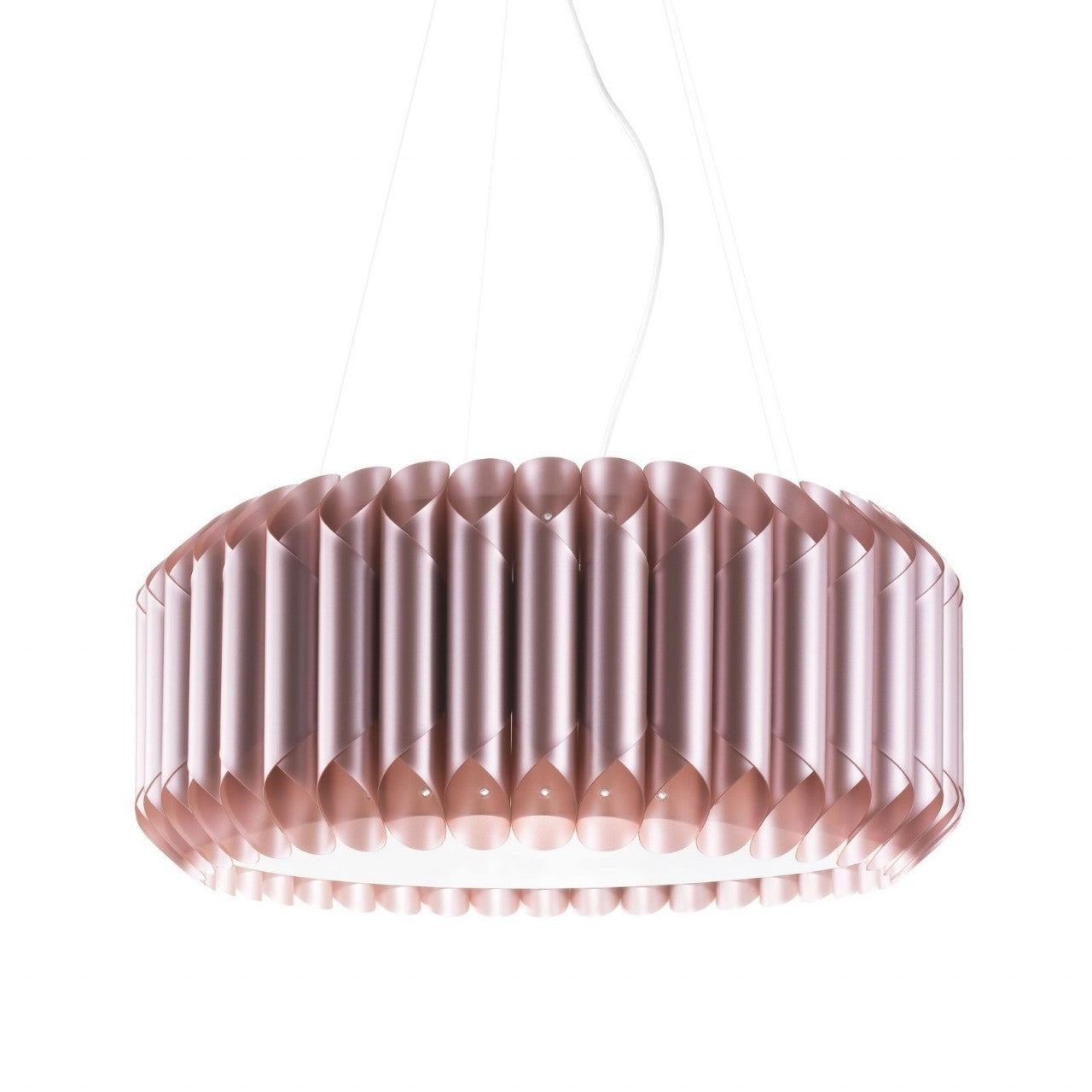 Suspensions 3 Lumières en Métal Rose en Métal Chromé cm. 60 x 31h