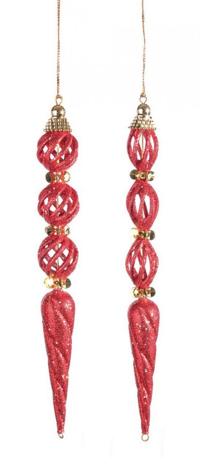 12x Cul Pendentif Mode Glace Rouge