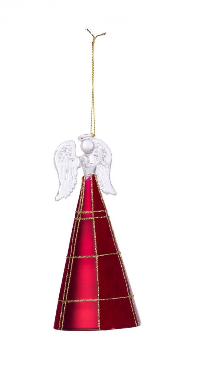 8x Vt Pendentif Ange Rouge Velouté H17.7