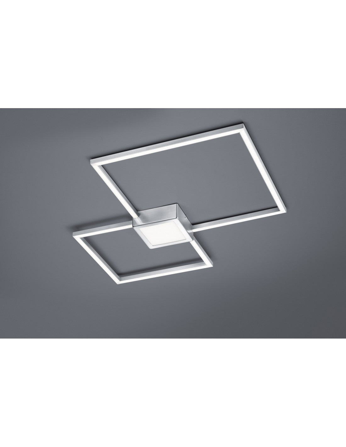 Plafonnier LED Hydra Double Carré 28w Nickel L65 cm Intensité Variable Trio Lighting