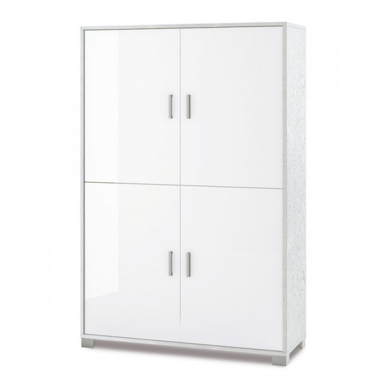 Armoire 4 portes avec étagères pour bureau Blanc107x41x h162 cm
