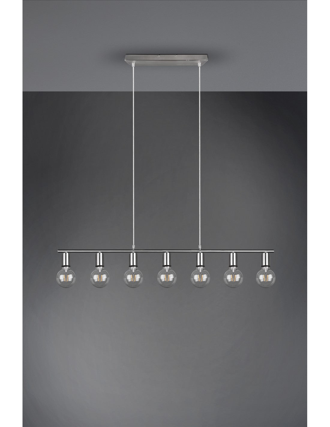 Suspension 7xE27 Vannes Nickel L110 cm Trio Lighting