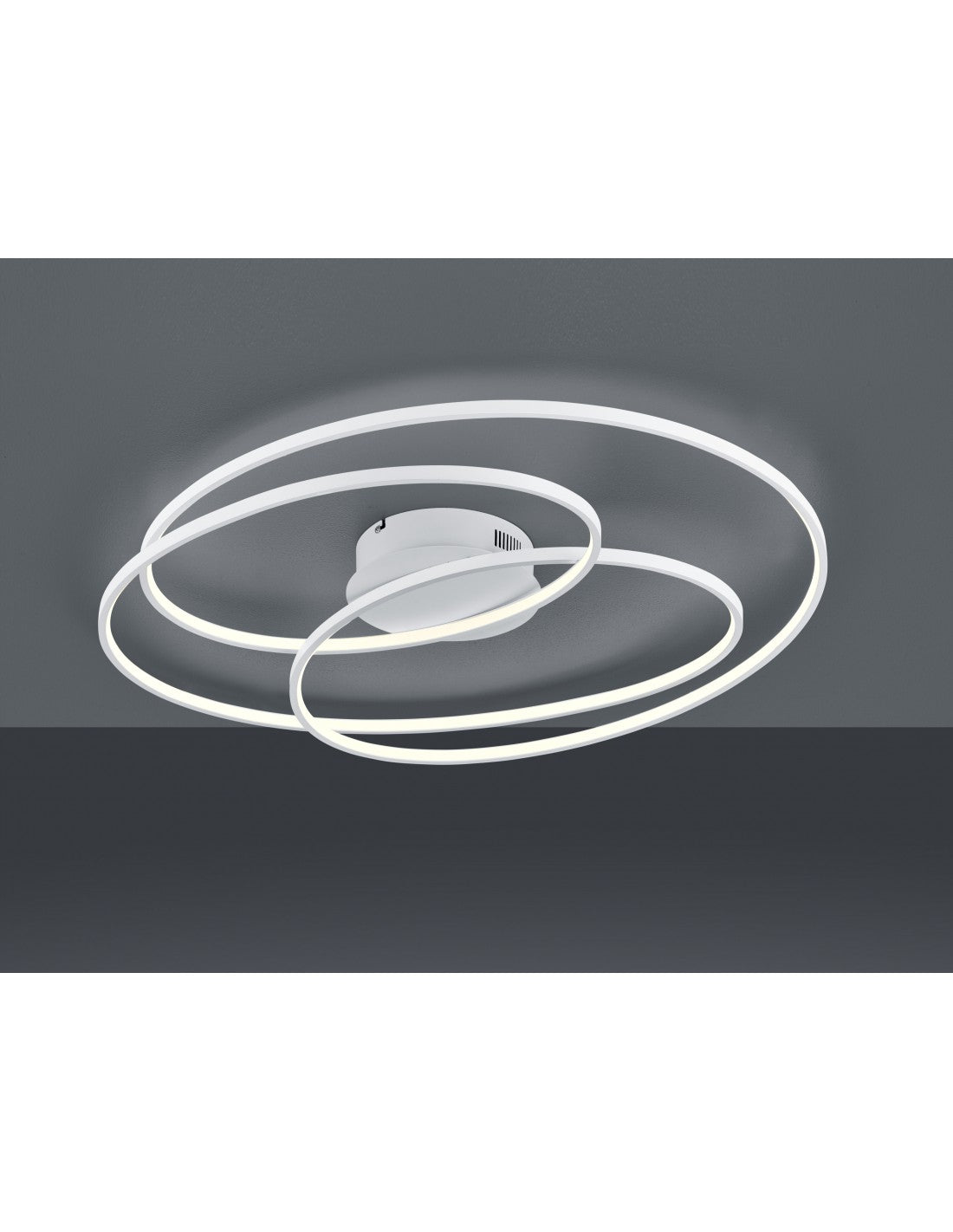 Plafonnier Gale Cercles Concentriques Blanc Mat LED 50w Dimmable L80 cm Trio Lighting