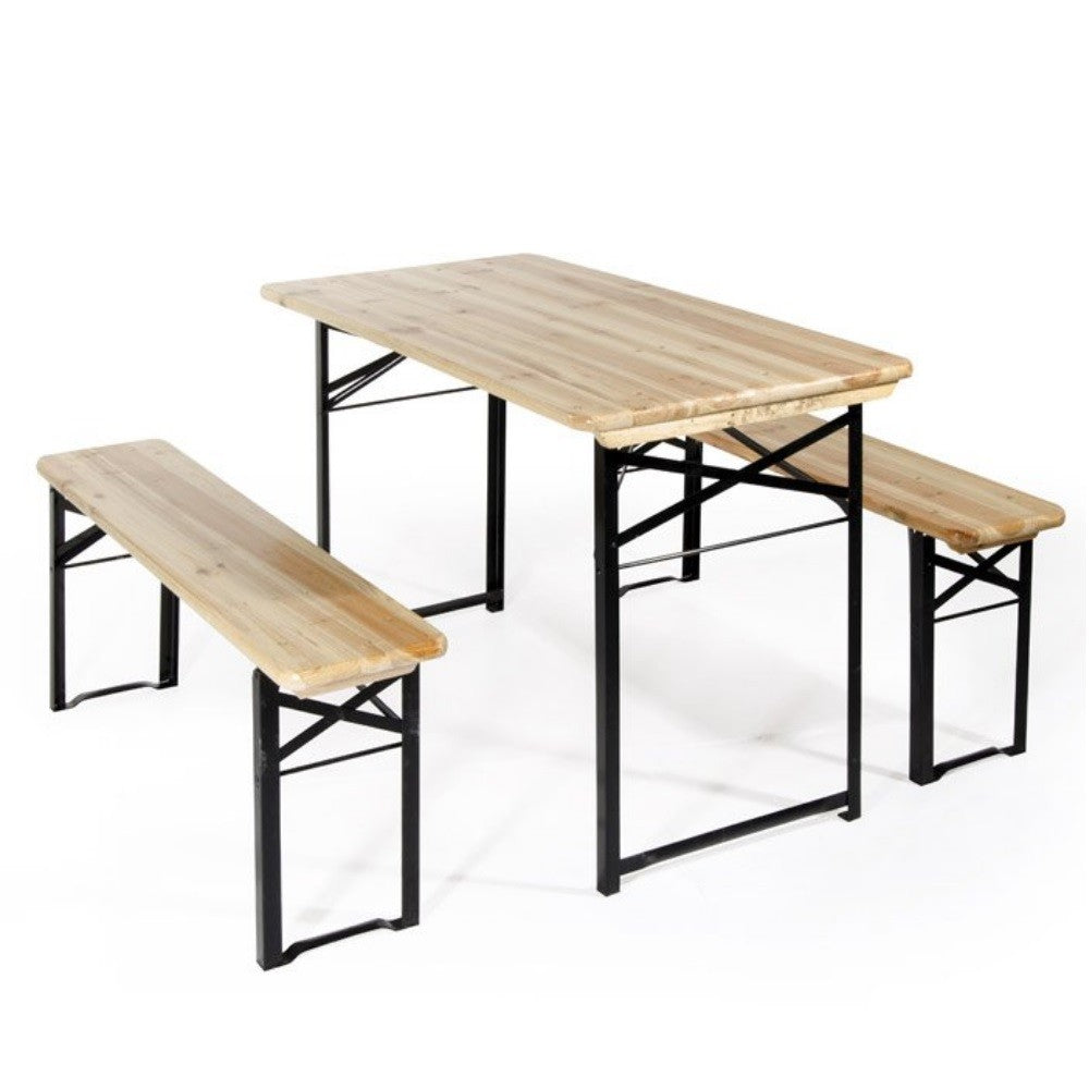 Ensemble brasserie composé d'une table 80x200 cm. et 2 bancs Verdelook