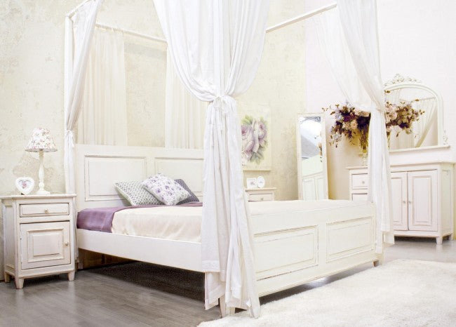 Table de chevet Colette en bois blanc 1 porte 1 tiroir 50 x 40 x 65 cm