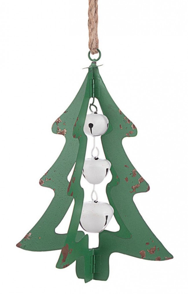 3x Pendentif Cloche De Pin Met Vert C