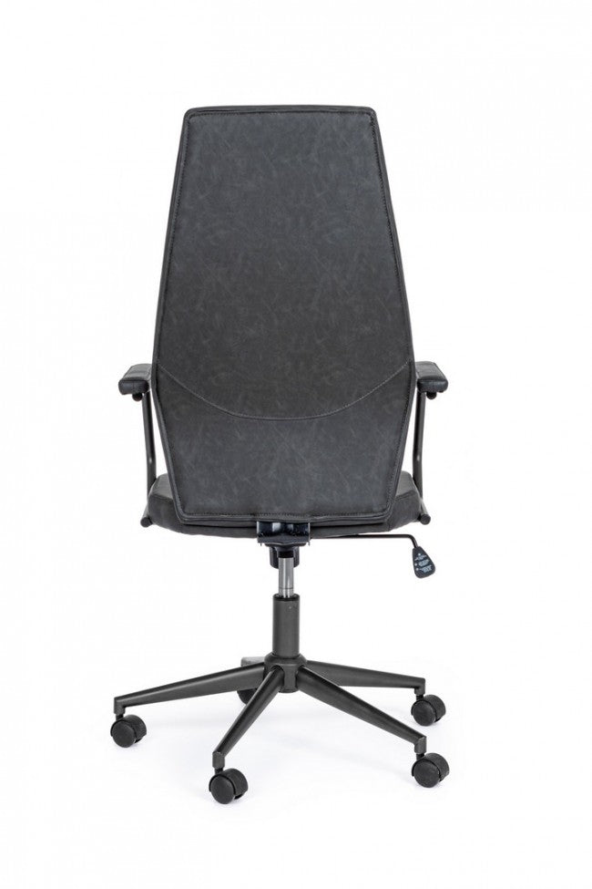Fauteuil de bureau à dossier haut en simili cuir noir Jamie