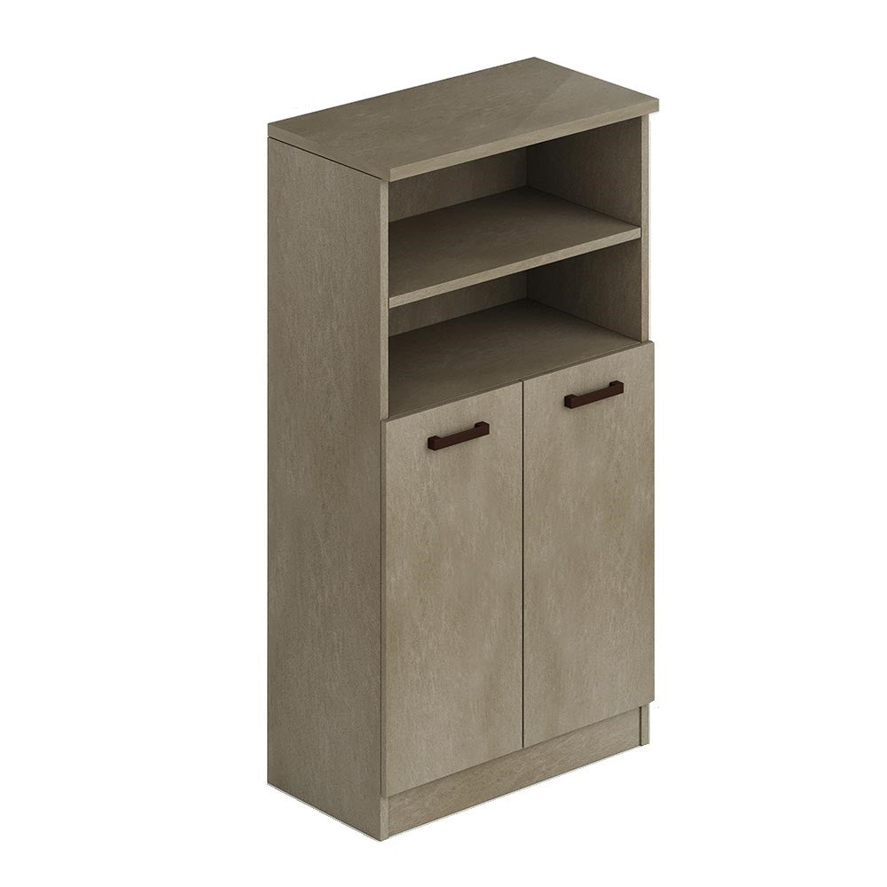 Meuble à chaussures polyvalent Clay en bois mélaminé avec 2 portes et 4 compartiments (2 internes et 2 ouverts) h130x71x38