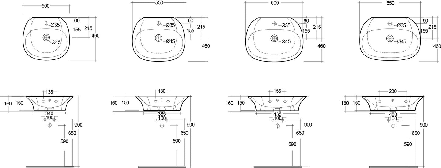 Lavabo monotrou 65 cm