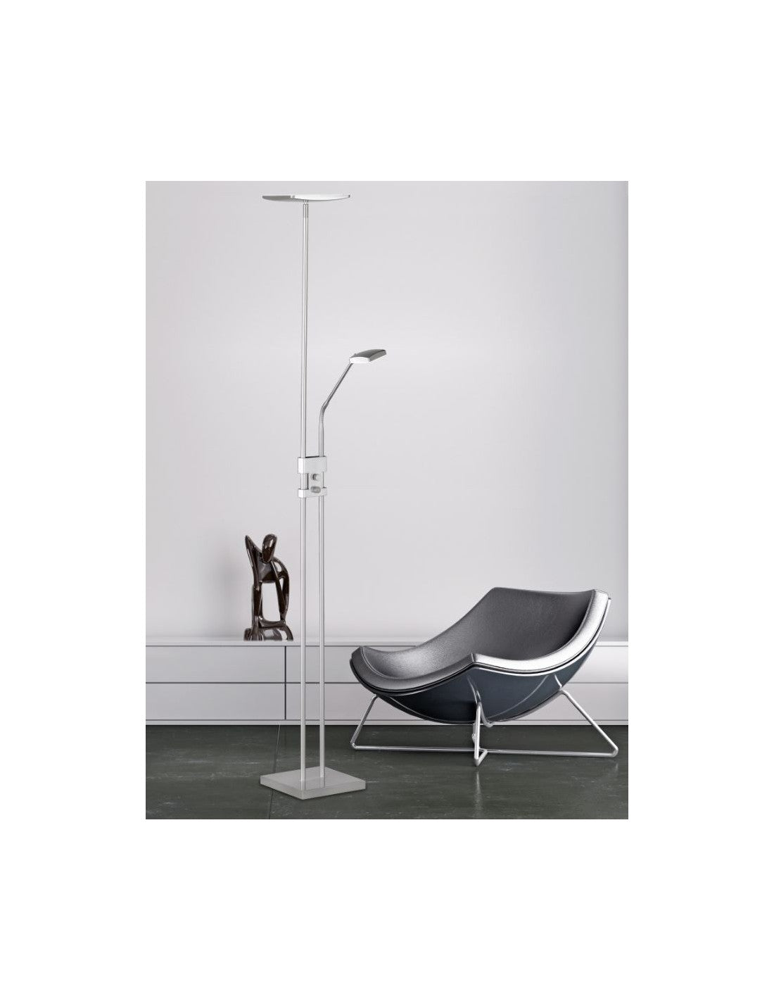 Lampadaire 2 LED Luke Nickel Orientable Trio Lighting