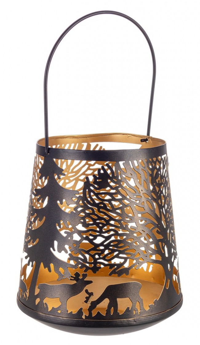 4x Lanterne Bombe Daya Renne Noir D20X23H