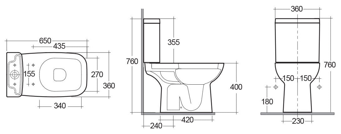 WC monobloc original avec évacuation murale