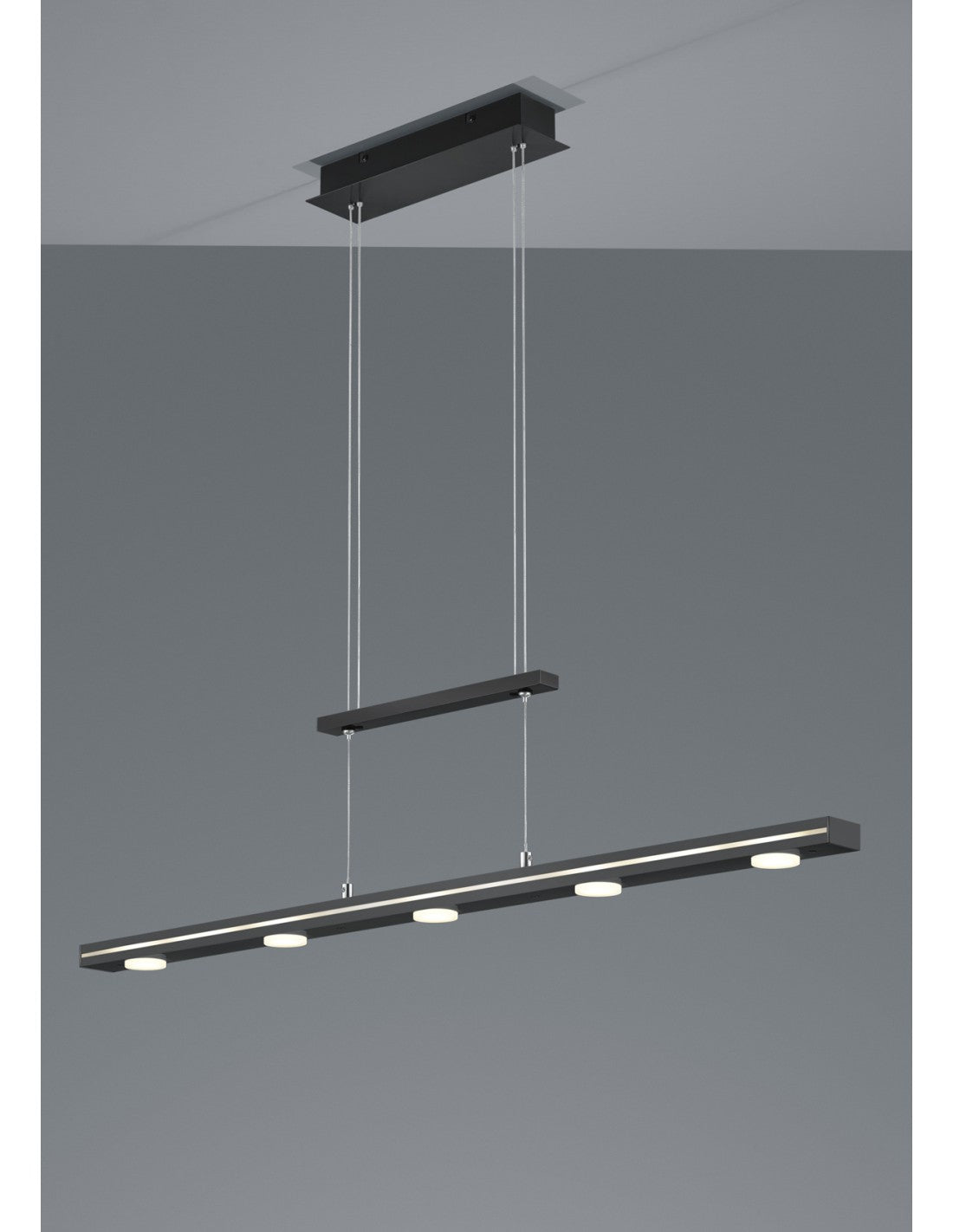 Plaque Rectangulaire à Suspension Noire 7 LEDs Dessus et Dessous Lacal Trio Lighting