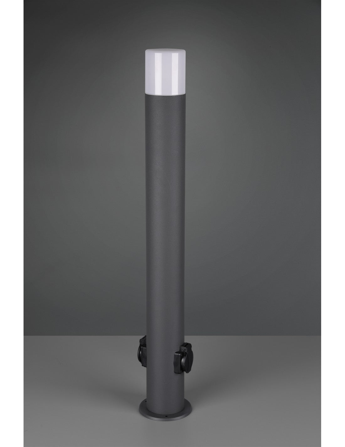 Hoosic 1xE27 Poteau Extérieur avec 2 Prises Schuko Anthracite H80 cm IP44 Trio Eclairage