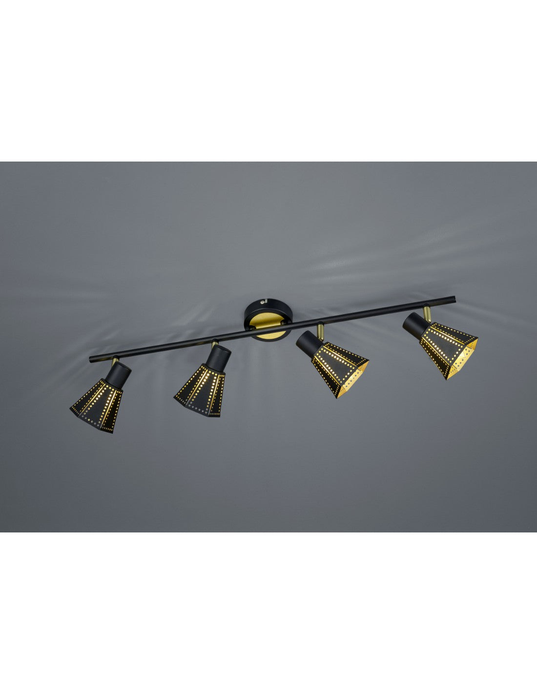 Spot Houston Noir-Or 4 Spots Cône Perforé L69 cm Trio Lighting