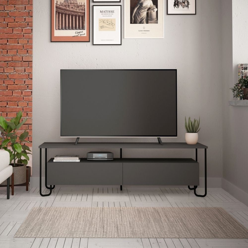 Meuble TV Cornea avec deux portes anthracite