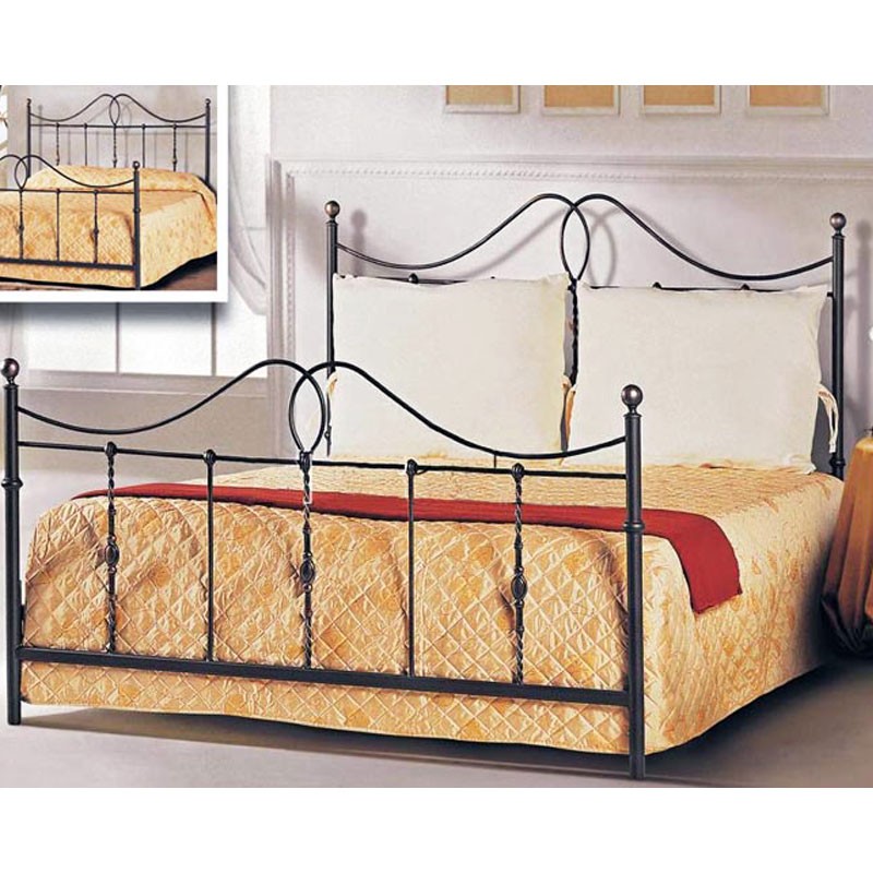 Lit double en fer forgé coloris anthracite 172x202xH.130 cm