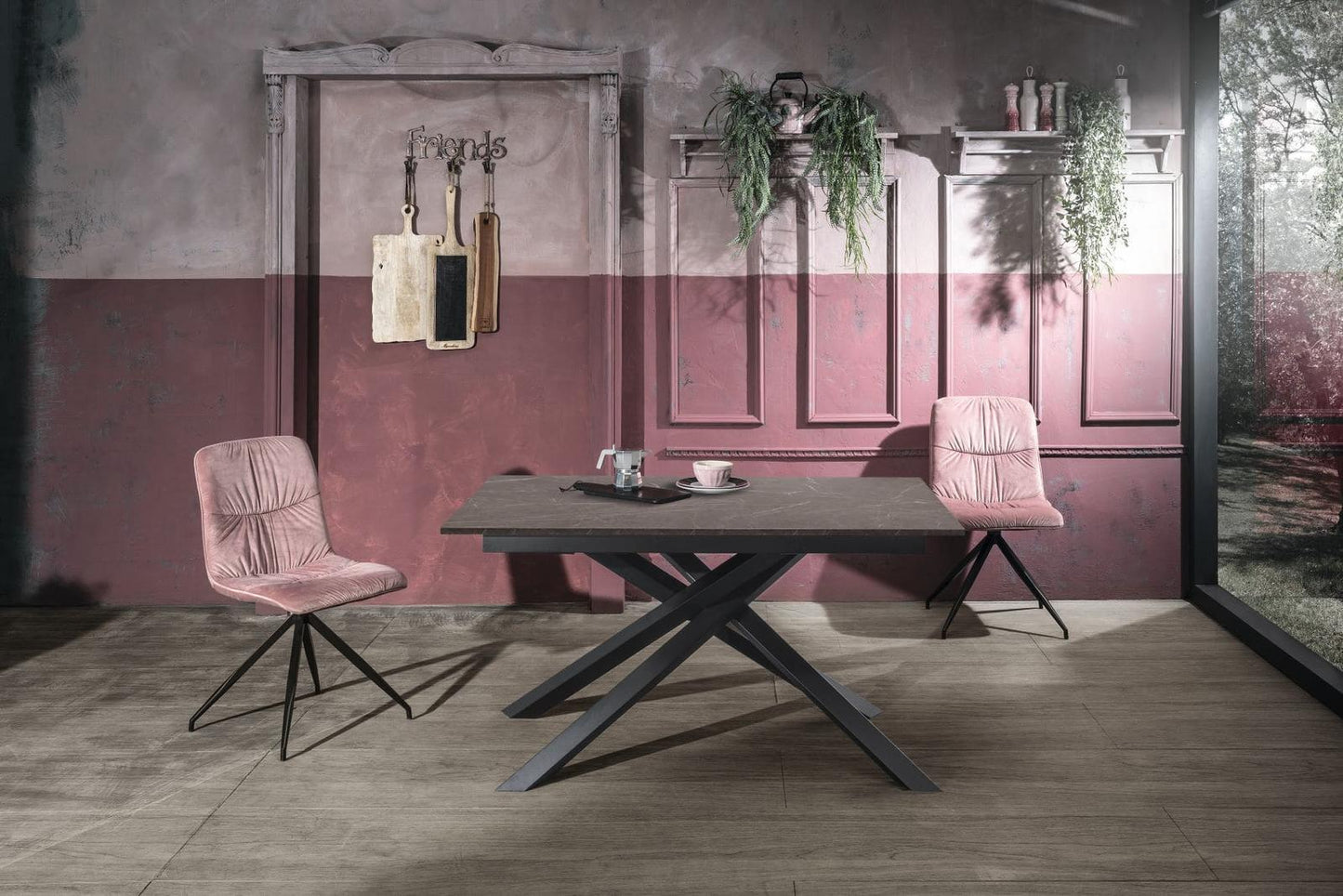 Table extensible noir anthracite 90 cm x 140- 190 cm H. 76 cm