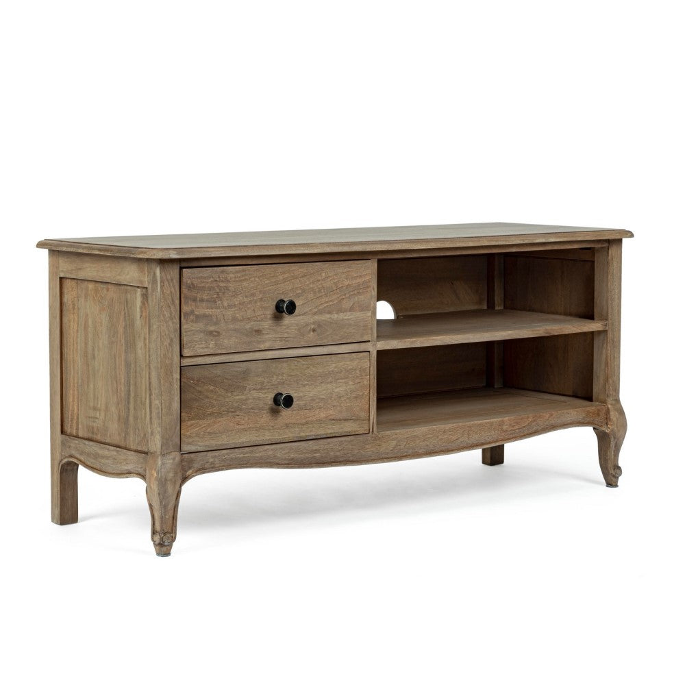 Meuble TV en bois de style classique avec 2 tiroirs