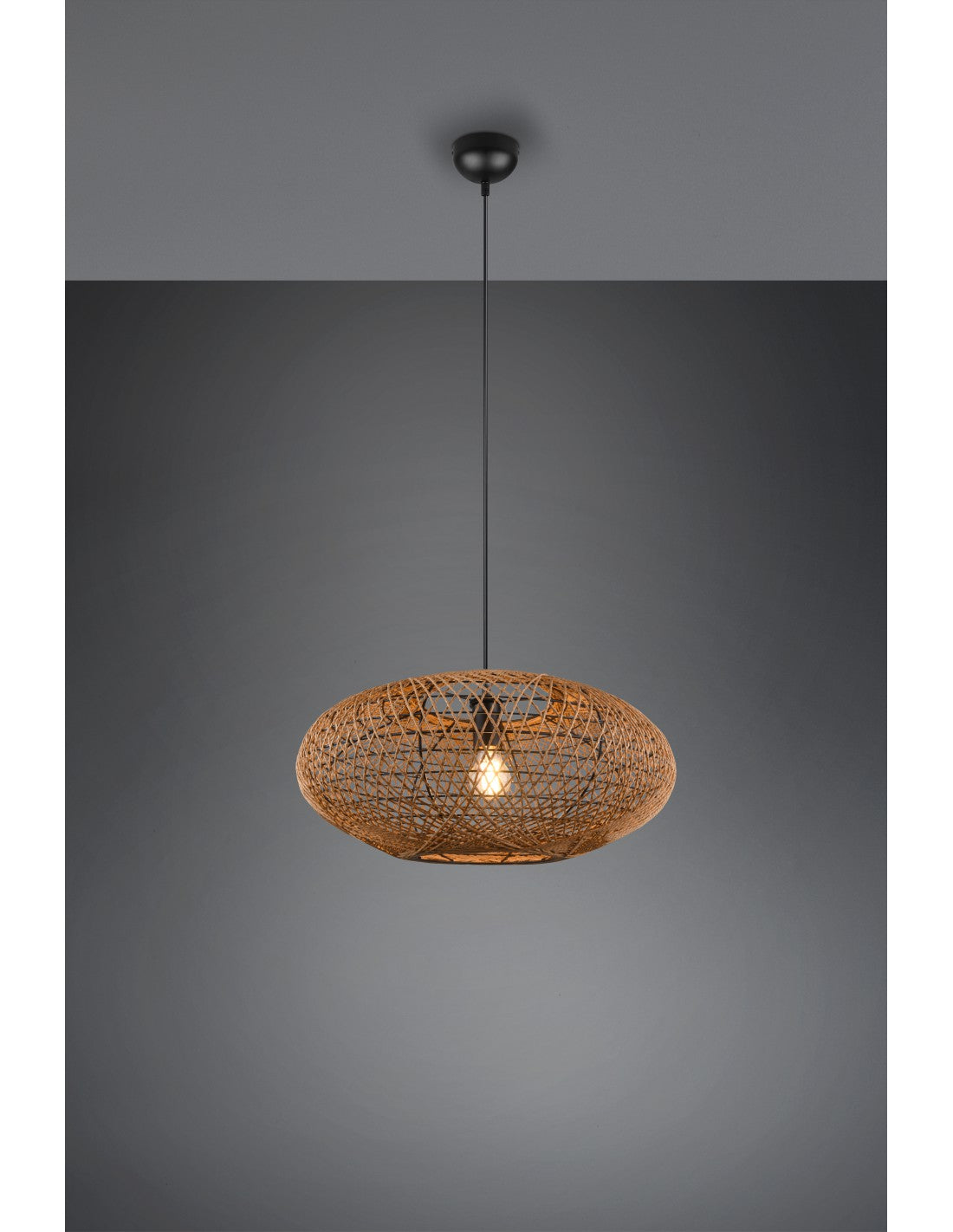 Suspension Maison de Vacances Abat-jour Fibres Naturelles Hedda Trio Lighting