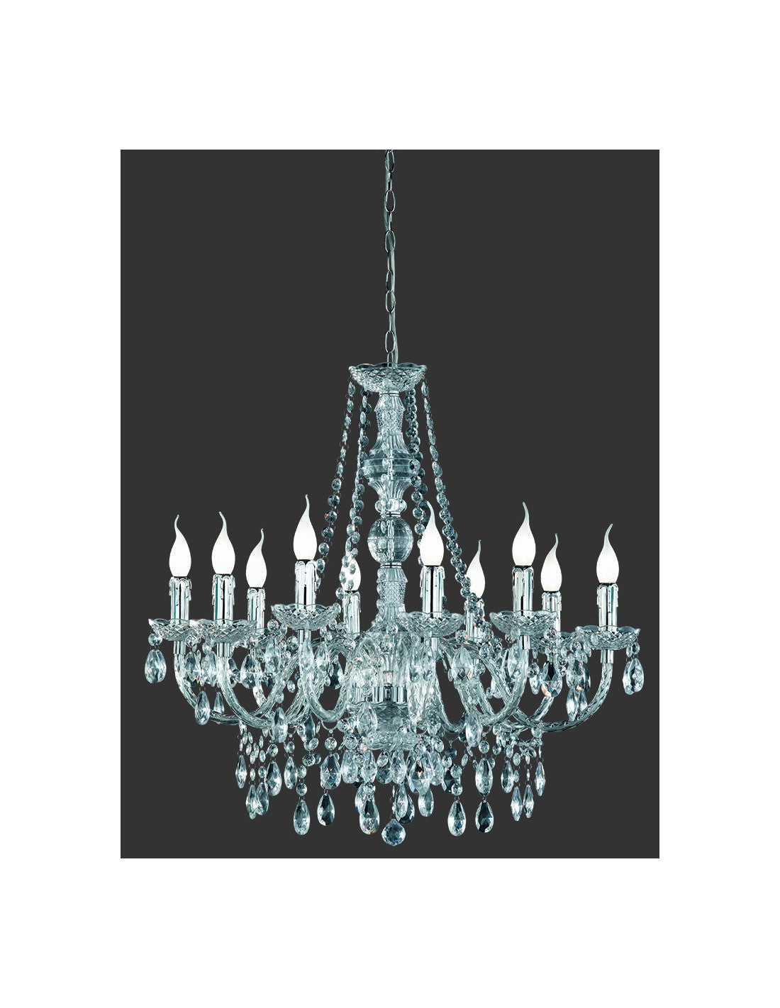 Lustre classique 10 lumières Lüster Chrome pendentifs décoratifs Trio éclairage