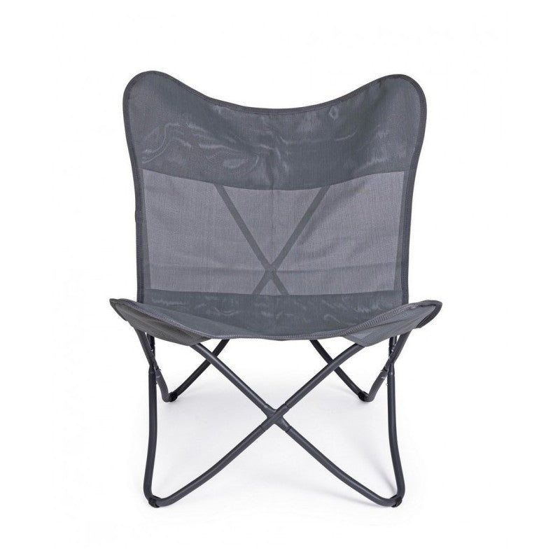 Fauteuil papillon de camping Gabicce gris 77,5x81x89h cm