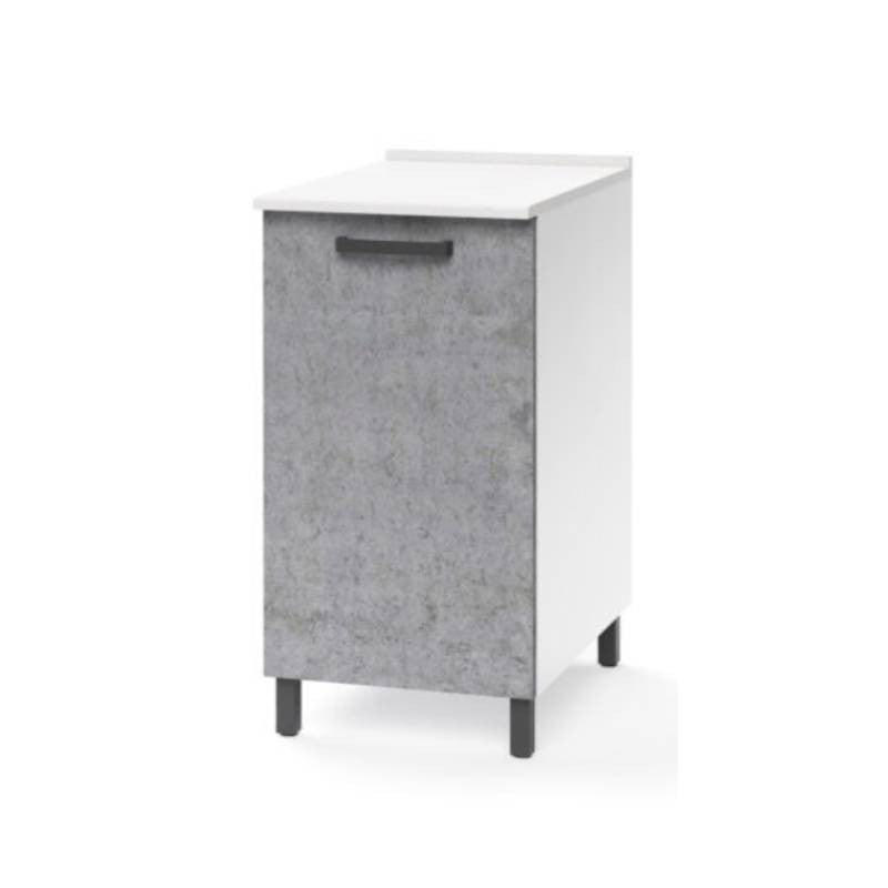 Meuble bas avec porte pour cuisine, coloris gris béton, 40x50xH 85 cm, 1 porte