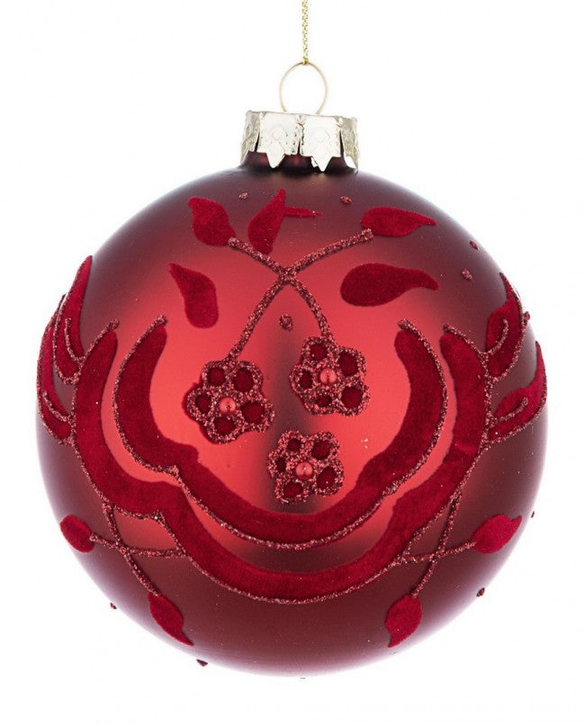 8x Sphère Vt Petite Fleur Rouge D100