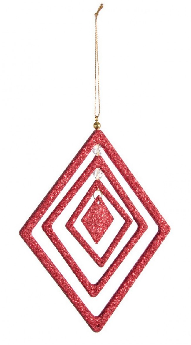 12x pendentif mode losange rouge