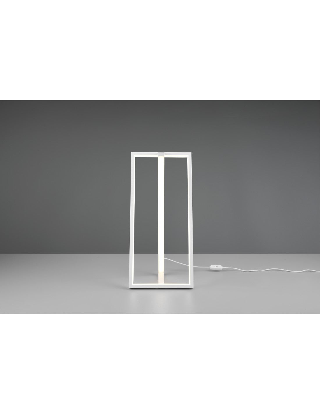 Lampe de table carrée moderne, variateur tactile, bord LED, blanc, trio d'éclairage