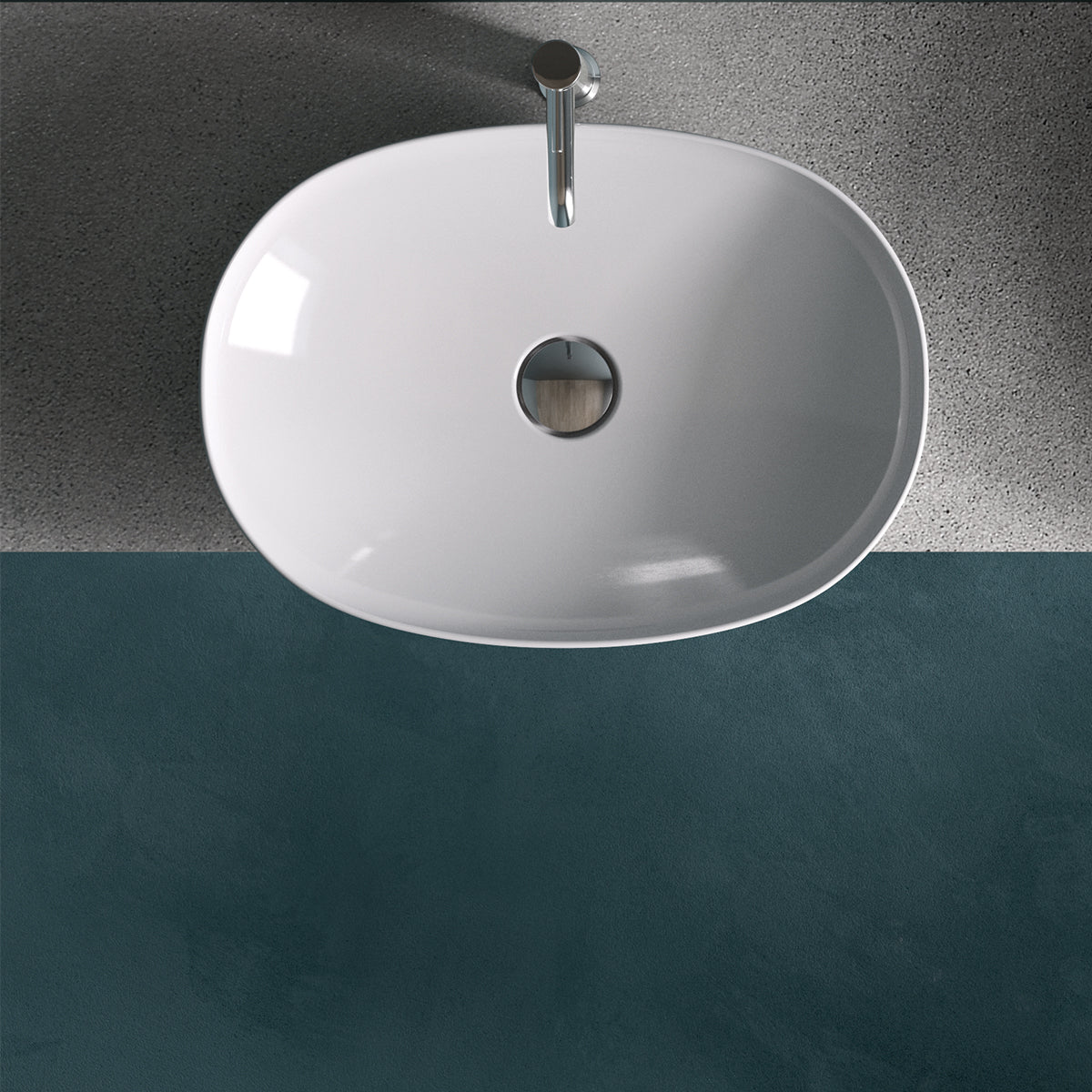 Vasque à poser ovale sans trou - 50x36 cm, blanc