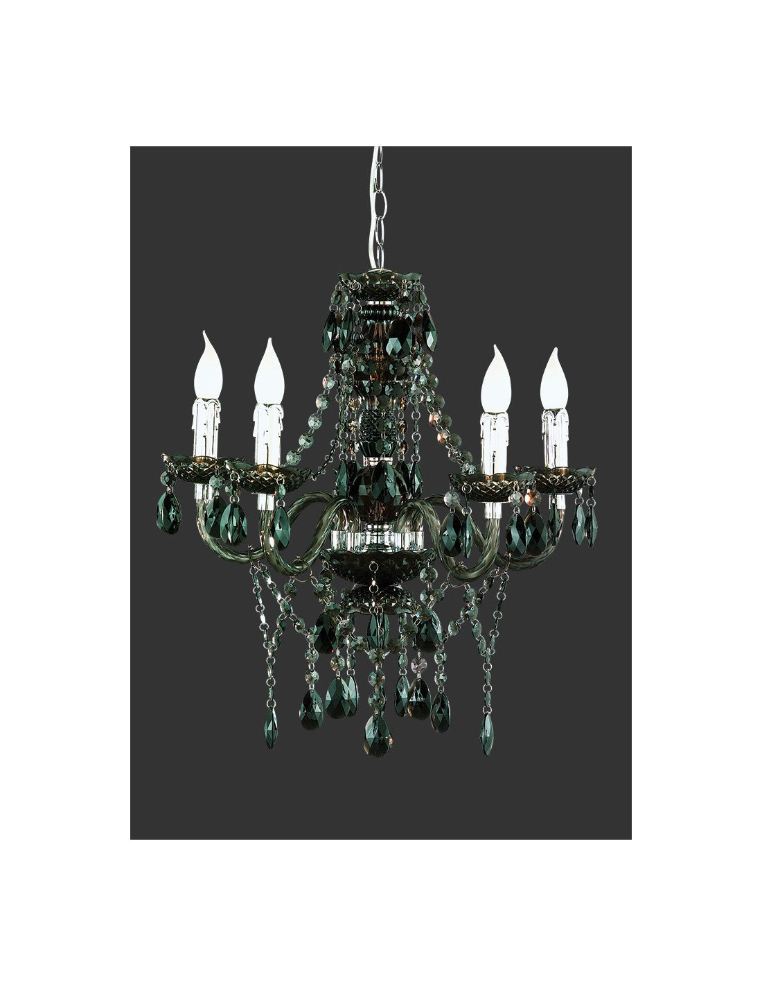 Lustre à 5 bras Lüster Classic Chrome et Noir avec Trio Lighting Pendentifs Décoratifs