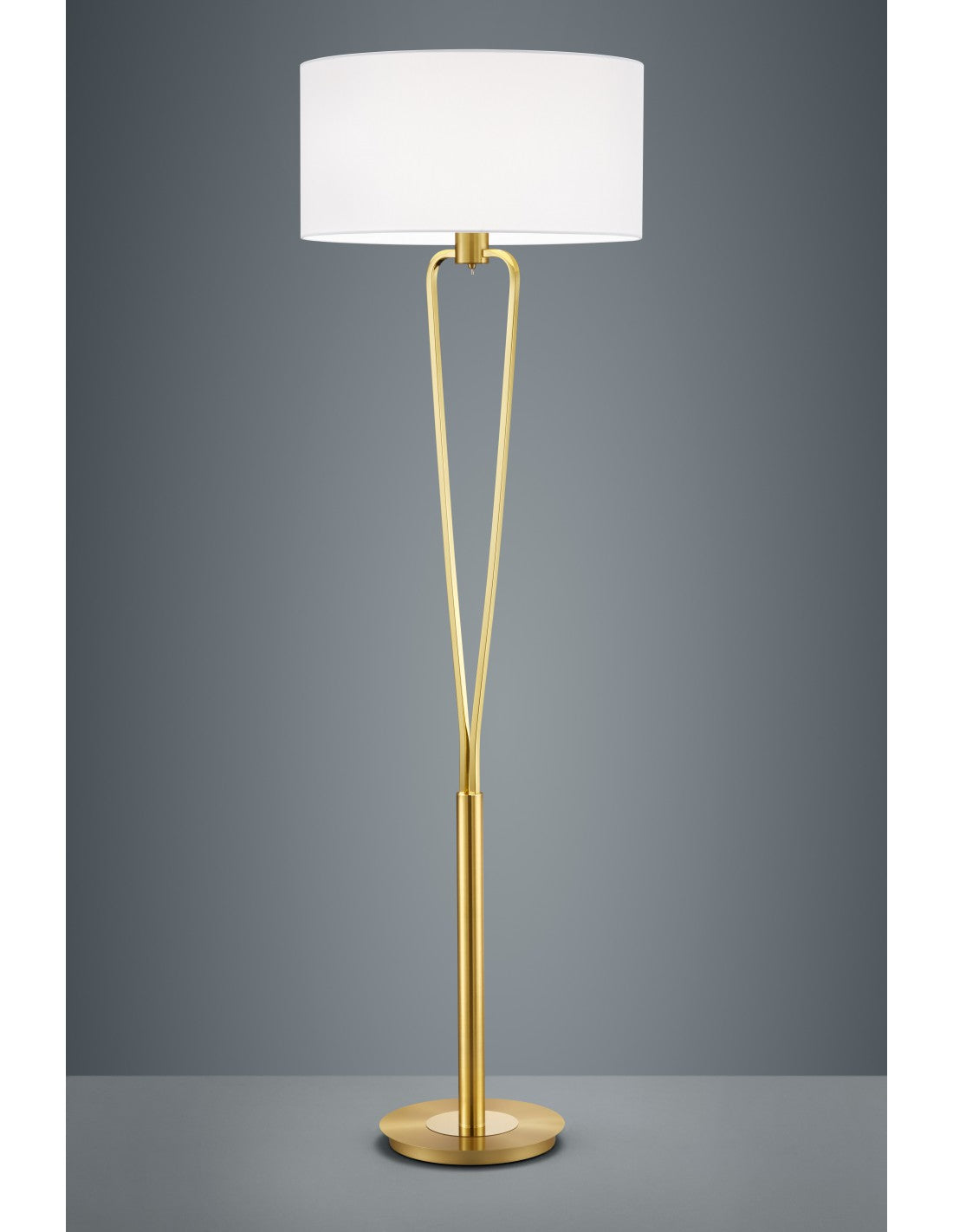 Lampadaire Paris II en Laiton avec Abat-Jour Blanc Trio Lighting