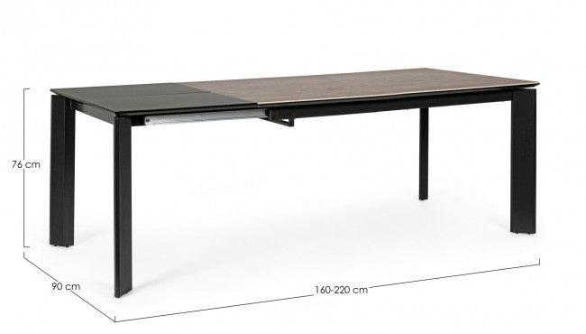 Table extensible Briva, gris noir