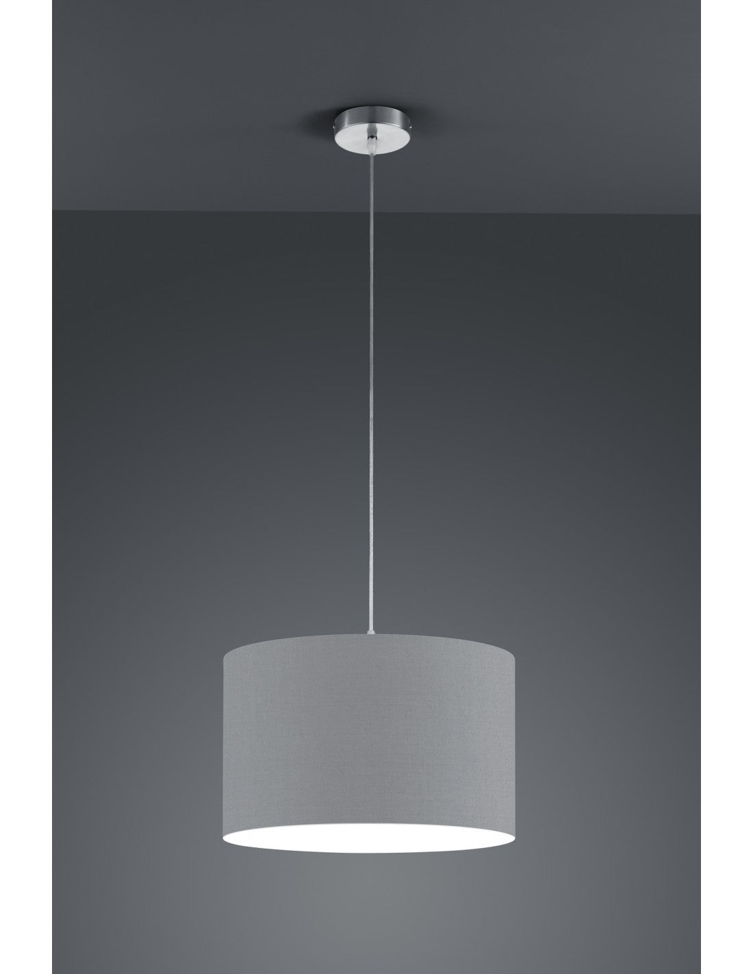 Suspension Simple Hôtel Abat-jour Gris Ø40 cm Trio Lighting