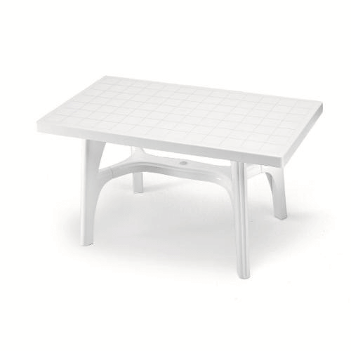 Table de jardin rectangulaire en résine 140x80xh73 cm blanc